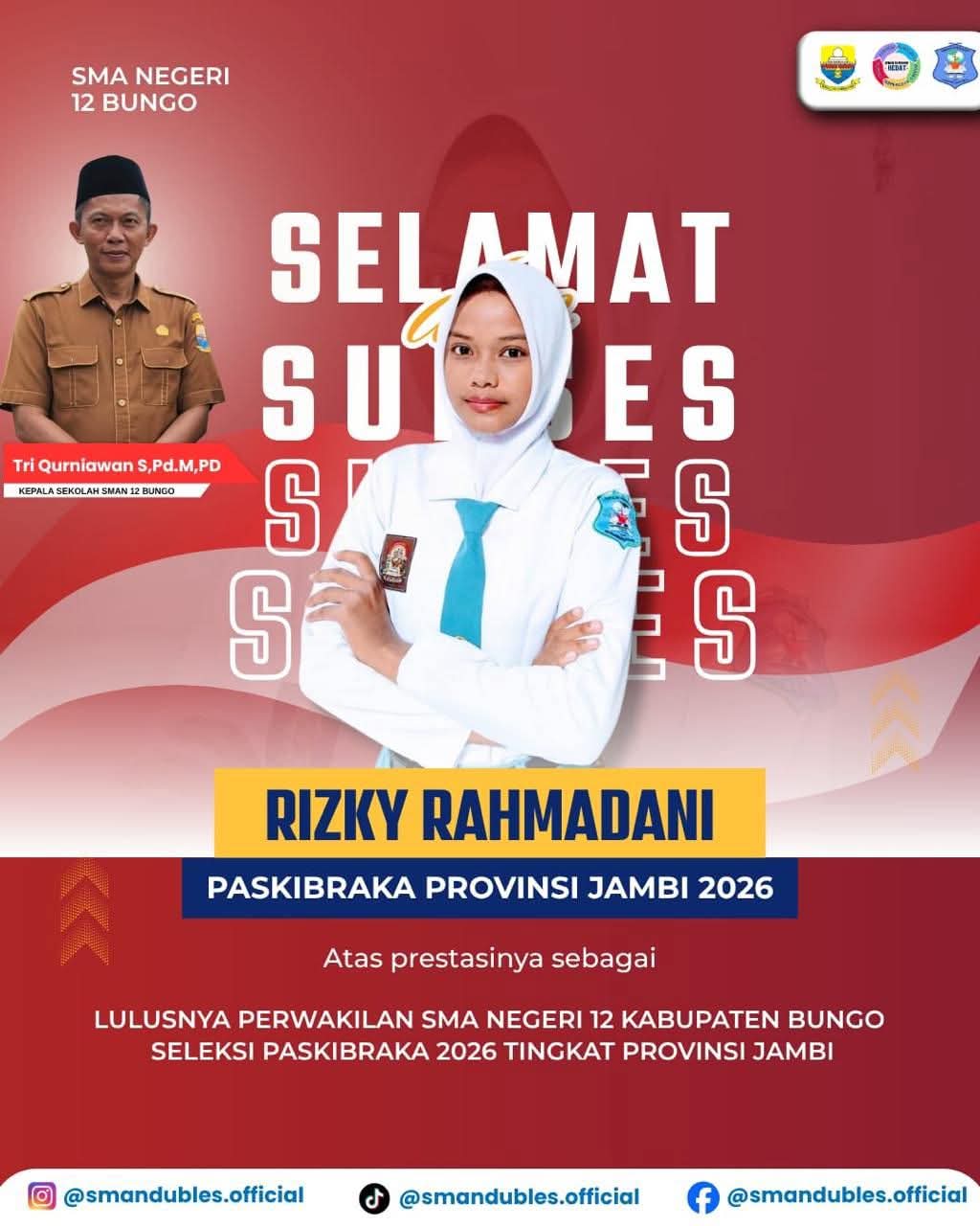 Selamat Dan Sukses Atas Pretasi Membanggakan yang Di raih Salah SatuPerwakilan SMA Negeri 12