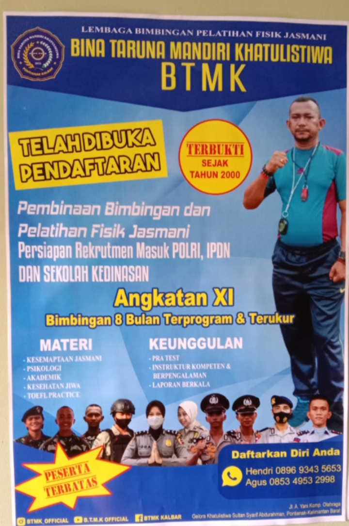 16 Tahun Mengabdi, Bina Taruna Mandiri Khatulistiwa Sukses Antar Ratusan Pemuda Masuk TNI, Polri, dan Kedinasan
