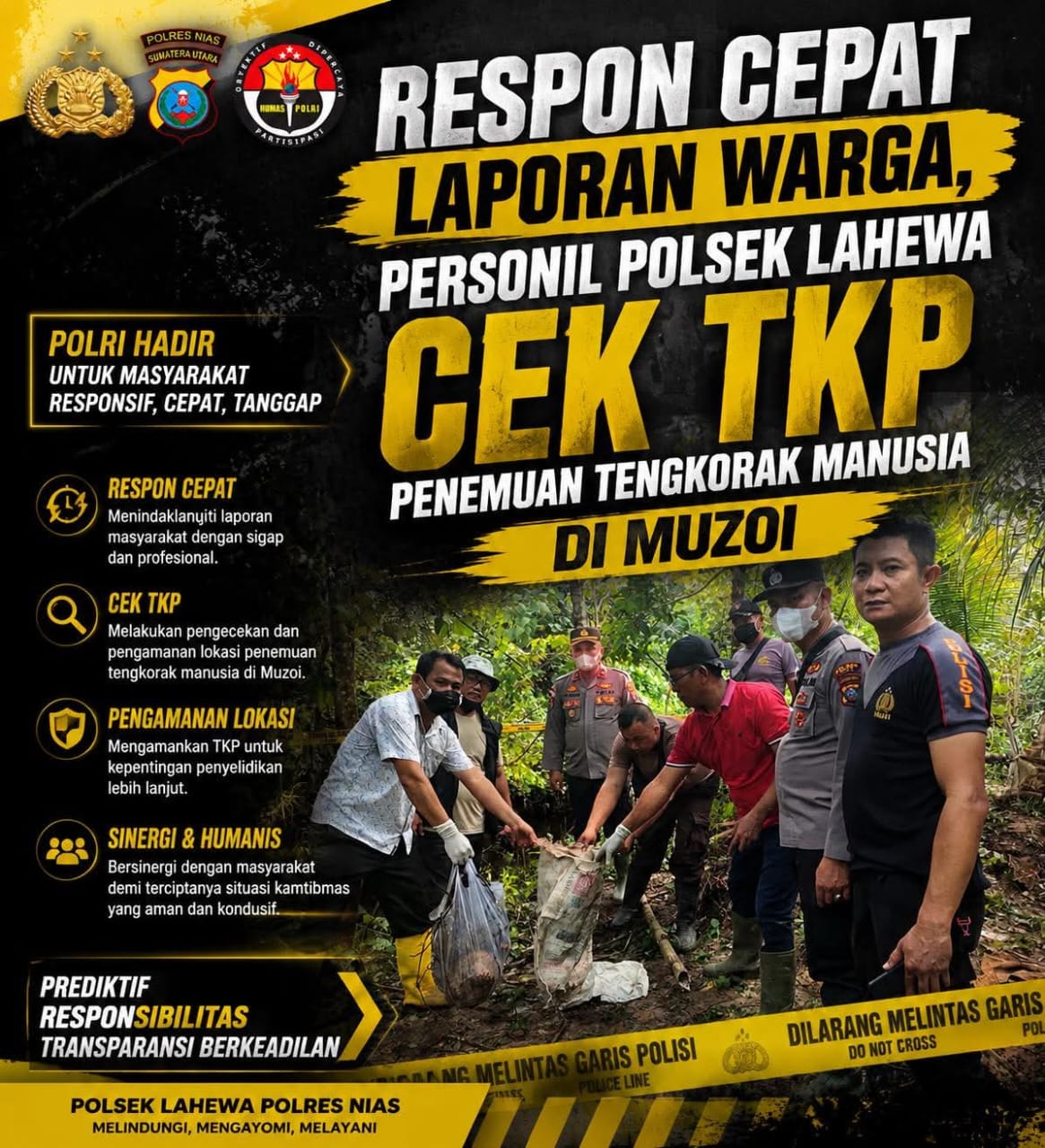 Penemuan Yang di duga tengkorak Manusia di Sungai Batoto, Polres Nias lakukan Identifikasi dan Penyelidikan.