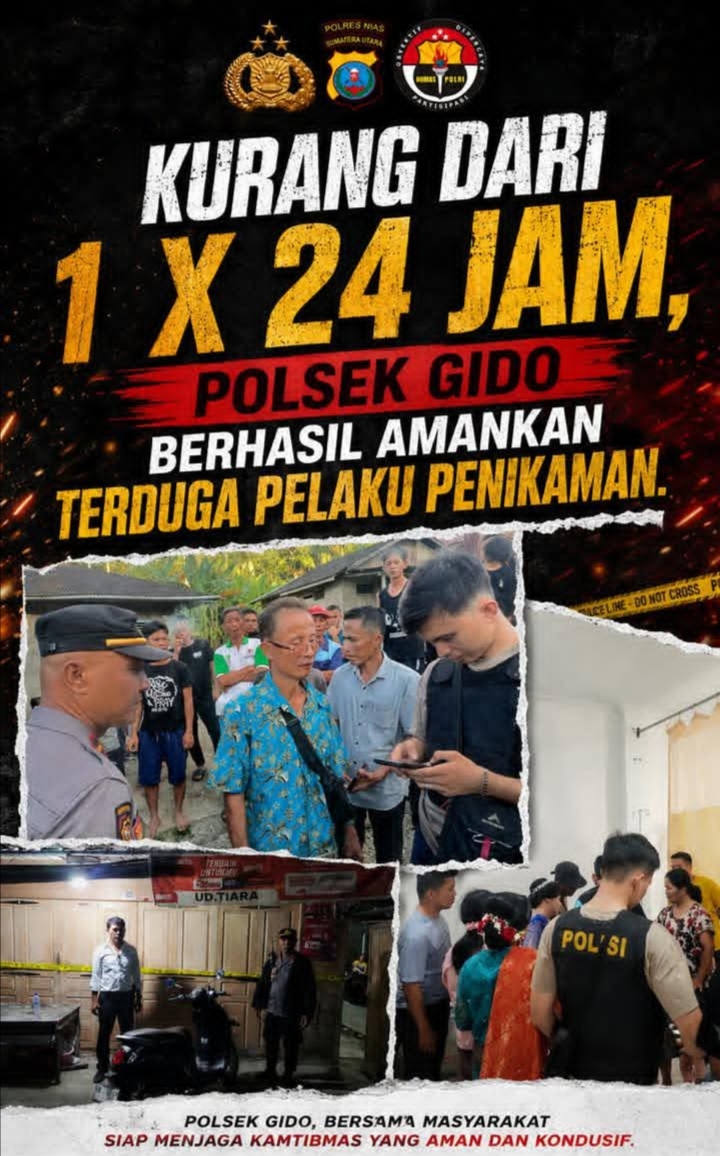 KURANG DARI 1 X 24 JAM, POLSEK GIDO BERHASIL AMANKAN TERDUGA PELAKU PENIKAMAN.