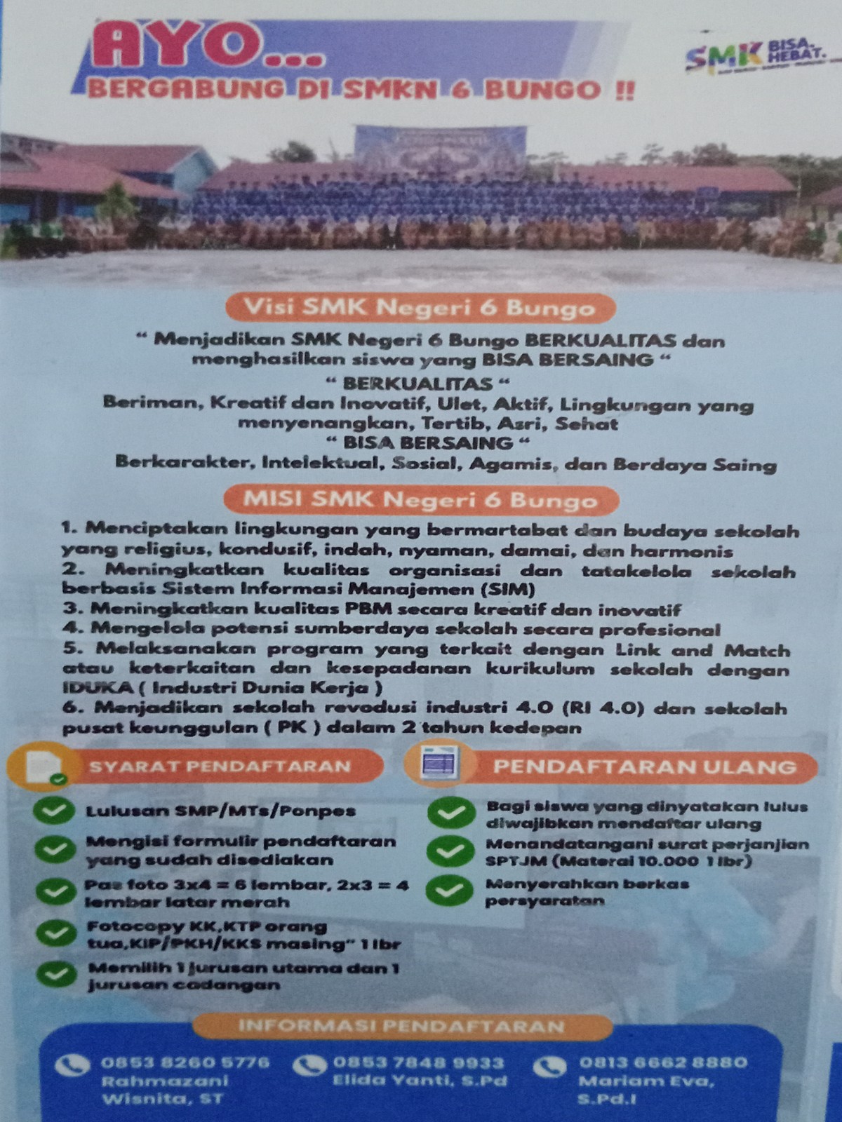 Sistem Penerimaan Siswa Baru SMKN 6 Bungo Telah Dibuka Dari Tanggal 8 Juni 2026 Tahun Pelajar 2026/2027