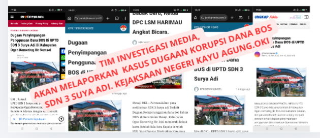 TIM INVESTIGASI MEDIA, Resmi Akan Melaporkan SDN 3 Surya Adi, Langsung Kejari Oki.