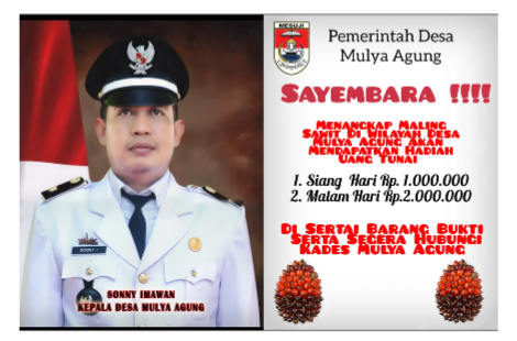 Kepala Desa Mulya Agung Buka Sayembara Tangkap Maling Sawit.