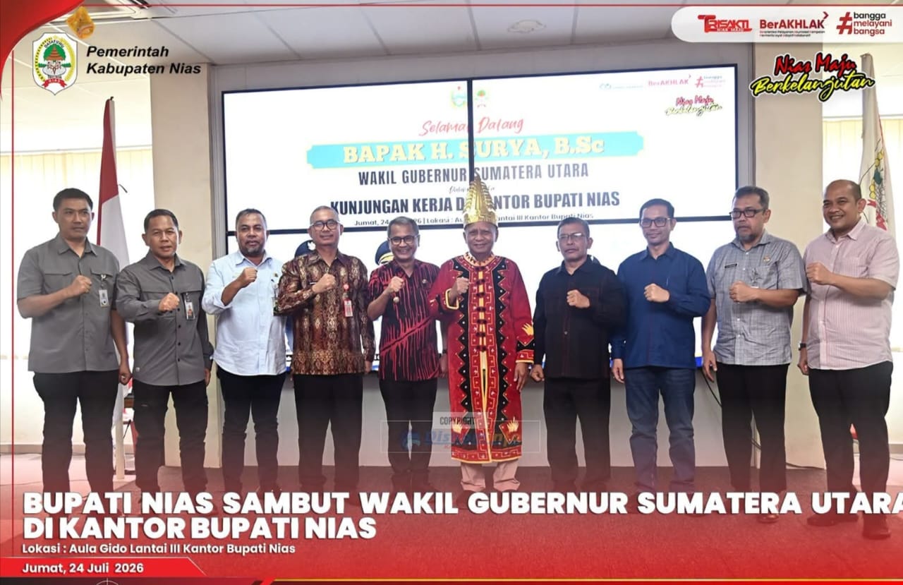 BUPATI NIAS SAMBUT WAKIL GUBERNUR SUMATERA UTARA DI KANTOR BUPATI NIAS.