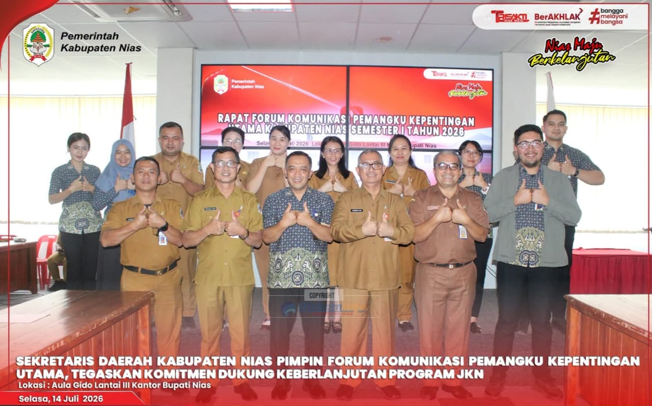 SEKRETARIS DAERAH KABUPATEN NIAS PIMPIN FORUM KOMUNIKASI PEMANGKU KEPENTINGAN UTAMA, TEGASKAN KOMITMEN DUKUNG KEBERLANJUTAN PROGRAM JKN