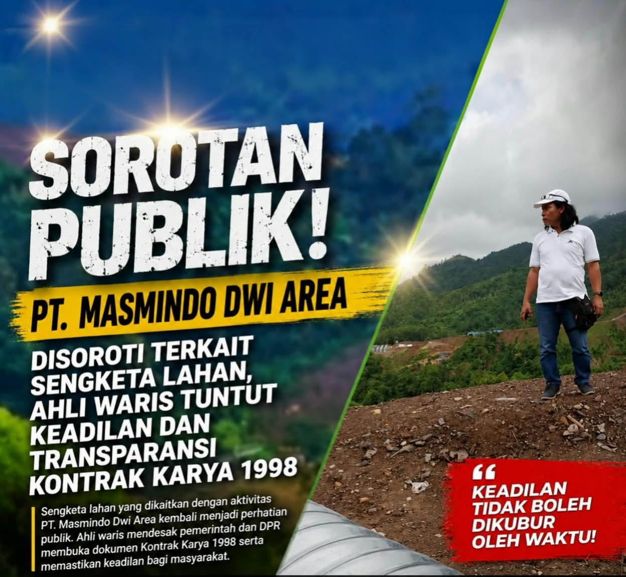 Sengketa Lahan PT. Masmindo Dwi Area Kembali Disorot, Ahli Waris Desak Pemerintah dan Presiden Turun Tangan