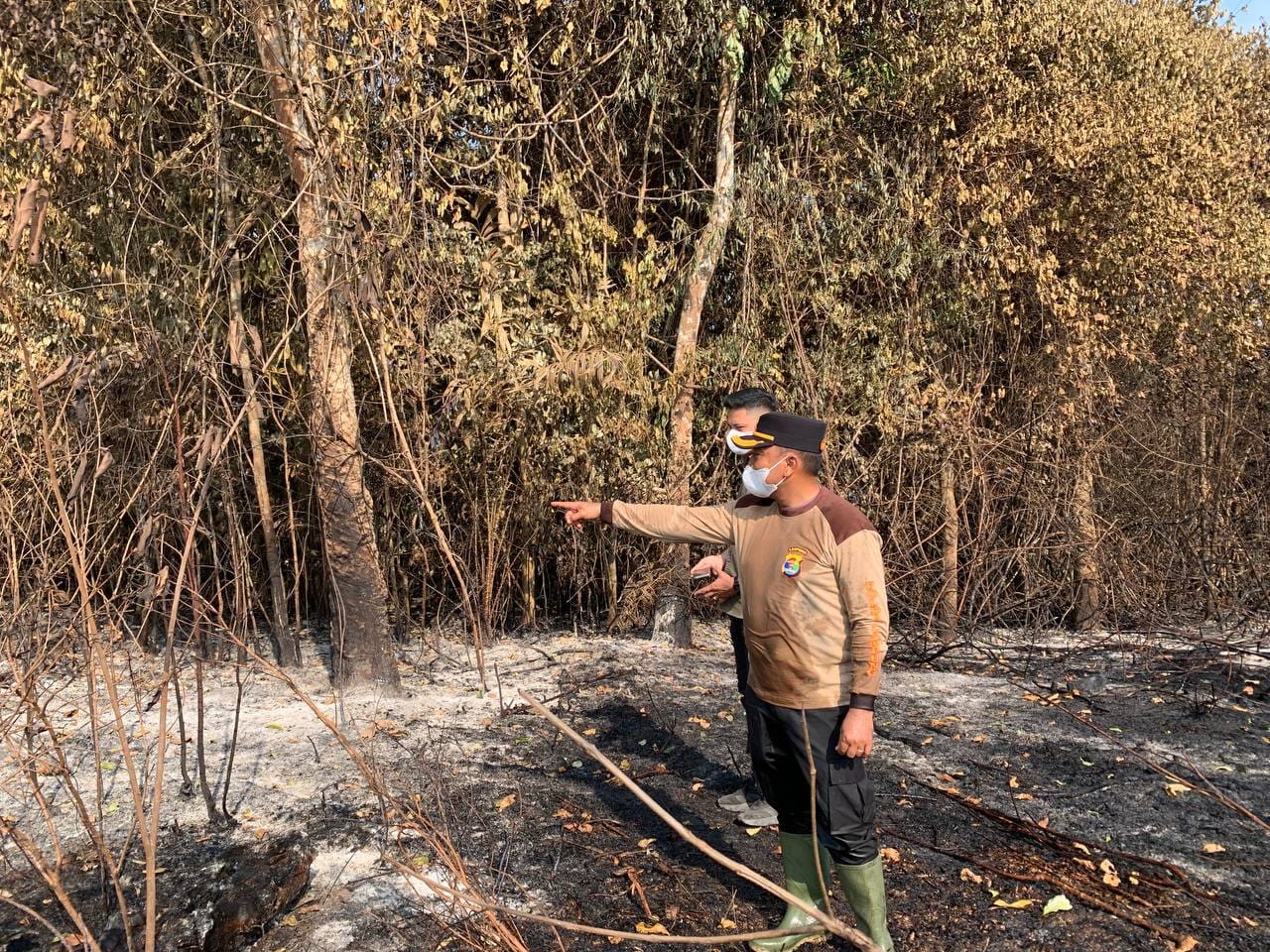 Kapolres Mesuji Turun Langsung Pimpin Penyisiran dan Pemadaman Kebakaran Lahan Perkebunan Tebu PT. Silva Inhutani