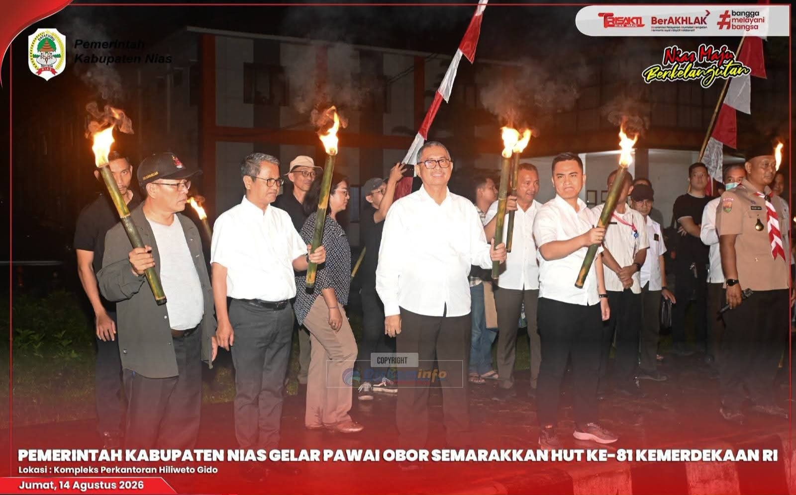 PEMERINTAH KABUPATEN NIAS GELAR PAWAI OBOR SEMARAKKAN HUT KE-81 KEMERDEKAAN RI