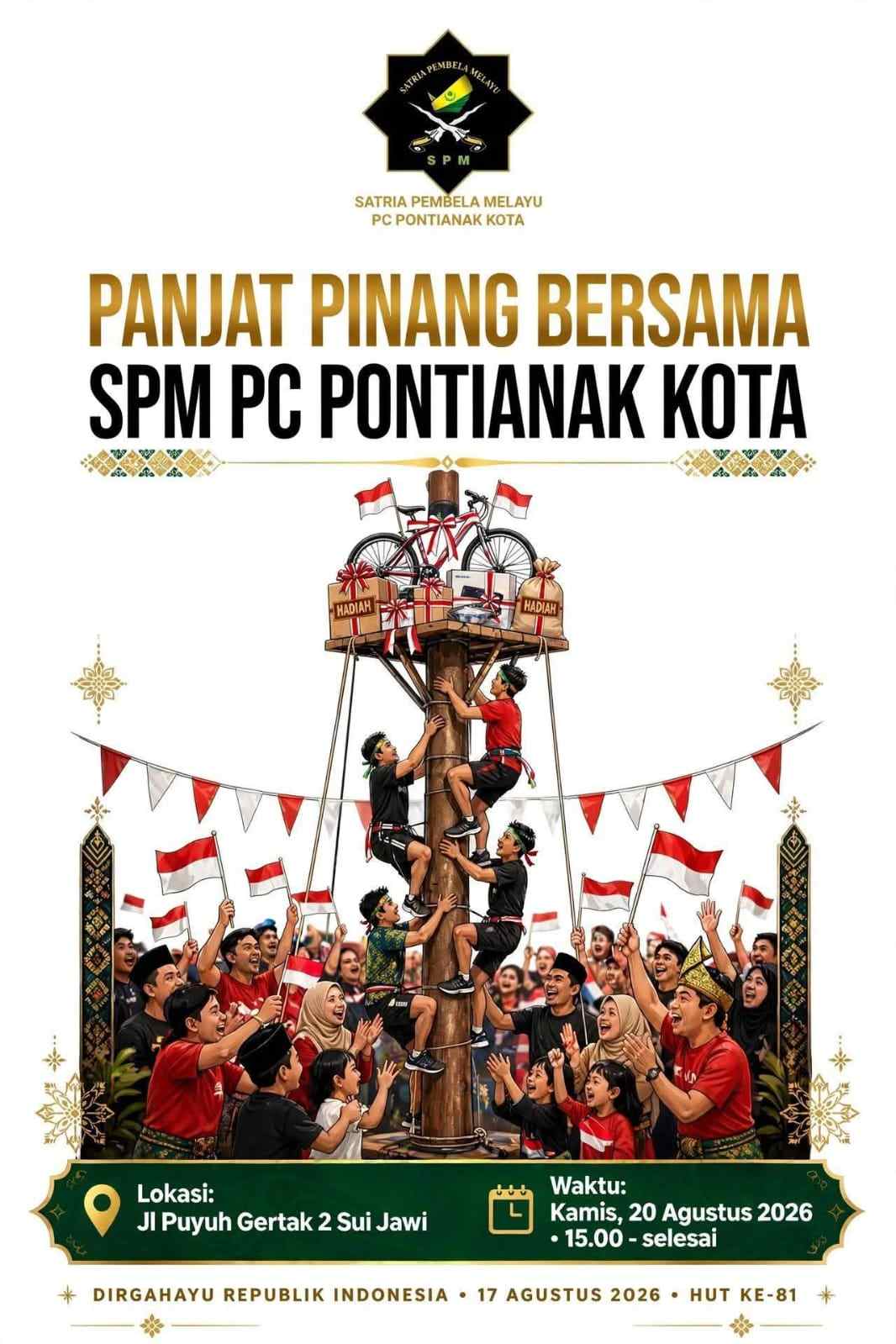 Rayakan Kemerdekaan ke-81, SPM PC Pontianak Kota Ajak Warga Ikuti Panjat Pinang Seru di Sungai Jawi