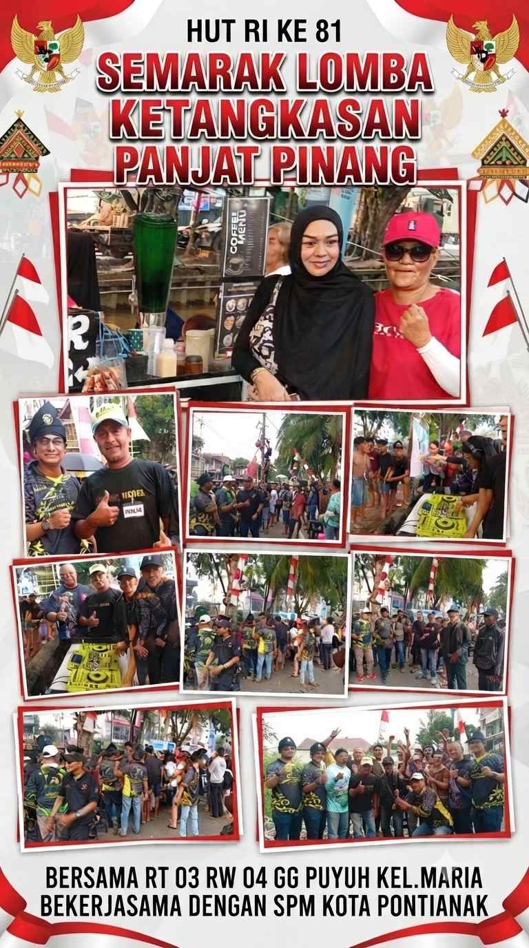 Meriahnya HUT RI ke-81 di Gang Puyuh Pontianak: Lomba Panjat Pinang Sungai Jawi Diserbu Ribuan Penonton