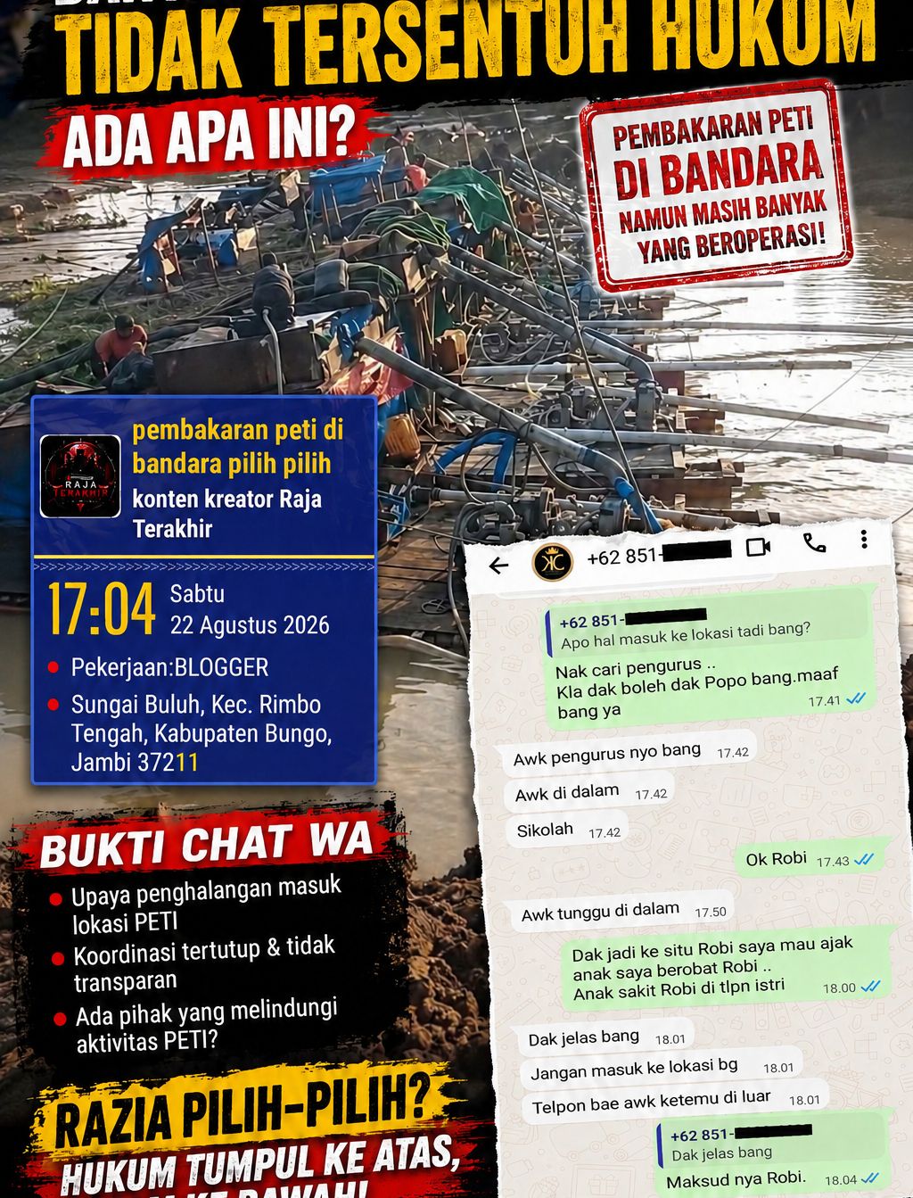DIDUGA 18–20 RAKIT PETI BEROPERASI DI SEBERANG WILAYAH BANDARA, PEMERINTAH DIMINTA JANGAN HANYA RAZIA DI SATU SISI