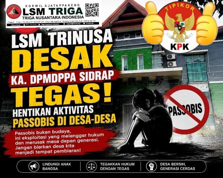 LSM Trinusa Desak Kepala DPMDPPA Sidrap Hentikan Aktivitas Passobis di Desa