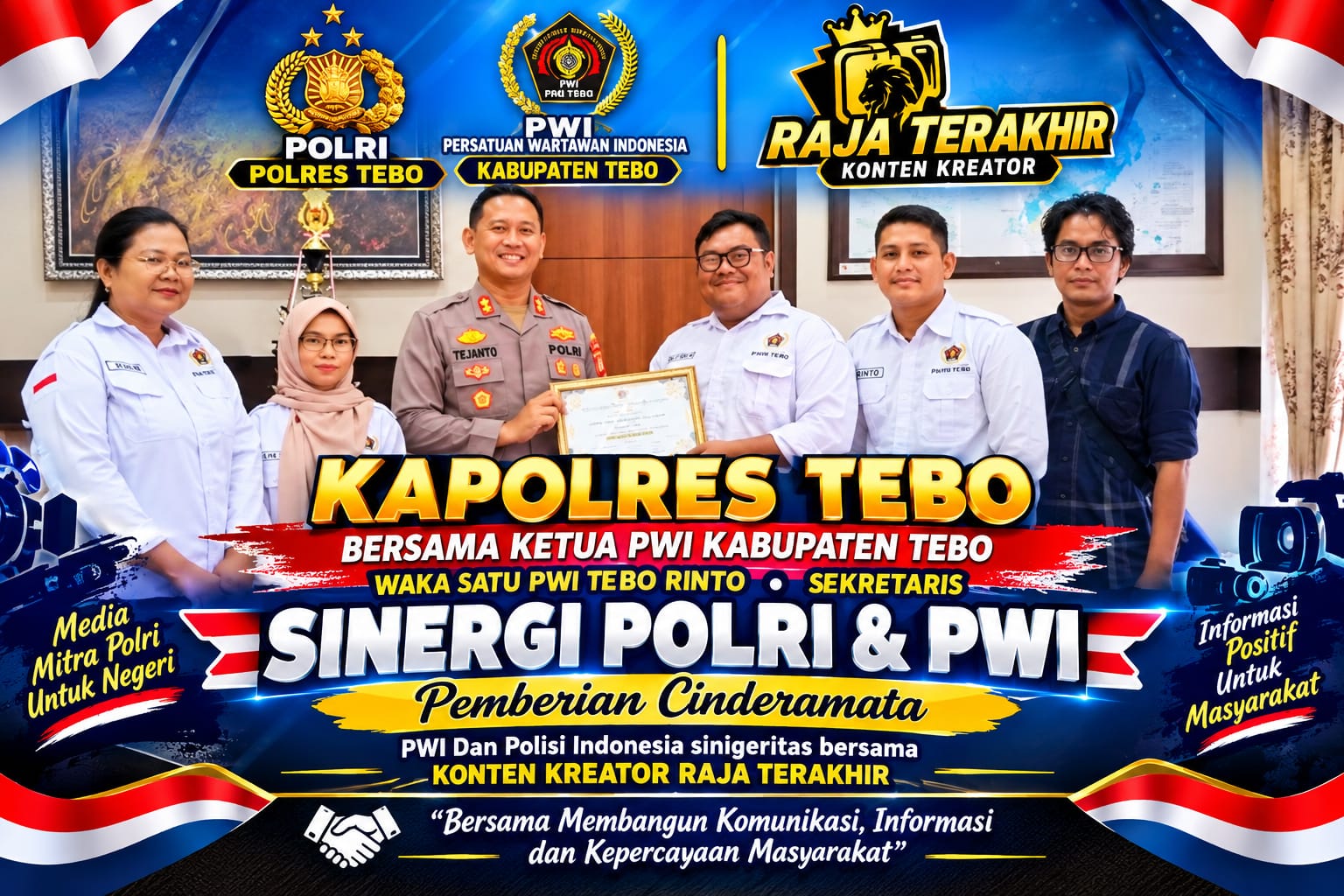 Kapolres Tebo Terima Plakat Penghargaan dari PWI Bungo Tebo, Perkuat Sinergi Keterbukaan Informasi Publik