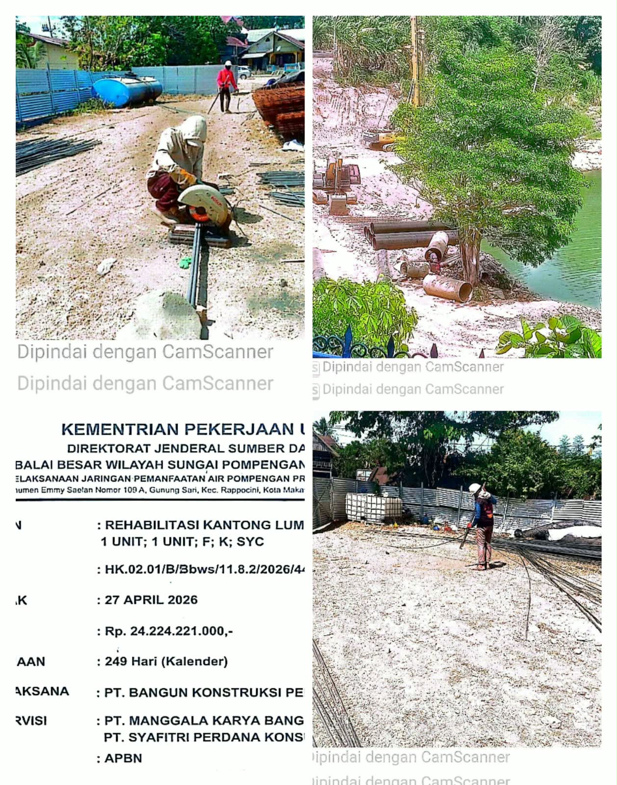 Proyek Rehabilitasi Kantong Lumpur D.I. Saddang Kab. Pinrang, selama 249 hari mendapatkan beberapa sorotan dari LSM dan tokoh masyarakat, 10 Sept. 2026