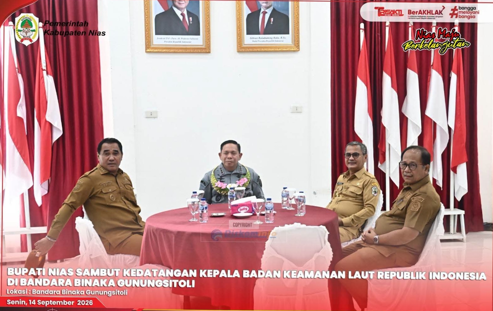 BUPATI NIAS SAMBUT KEDATANGAN KEPALA BADAN KEAMANAN LAUT REPUBLIK INDONESIA DI BANDARA BINAKA GUNUNGSITOLI