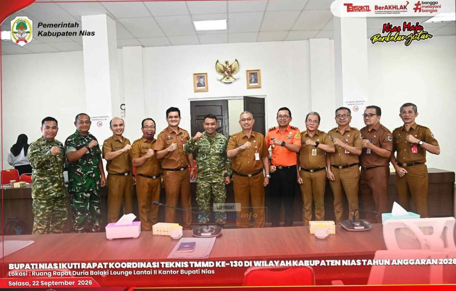 BUPATI NIAS IKUTI RAPAT KOORDINASI TEKNIS TMMD KE-130 DI WILAYAH KABUPATEN NIAS TAHUN ANGGARAN 2026