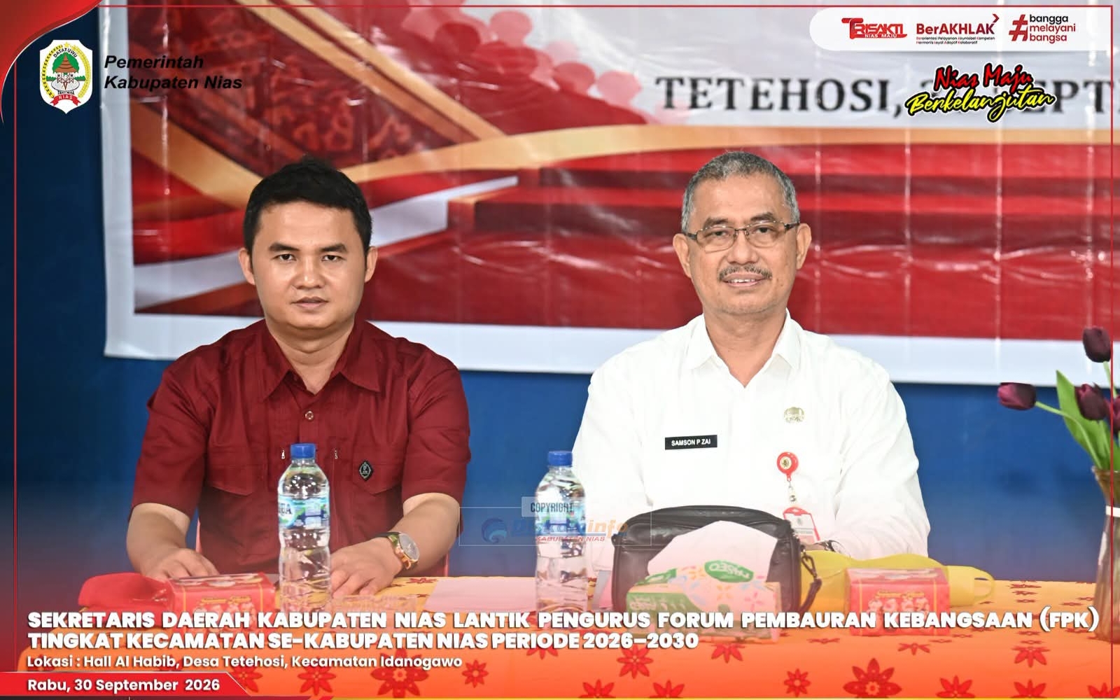 SEKRETARIS DAERAH KABUPATEN NIAS LANTIK PENGURUS FORUM PEMBAURAN KEBANGSAAN (FPK) TINGKAT KECAMATAN SE-KABUPATEN NIAS PERIODE 2026–2030.