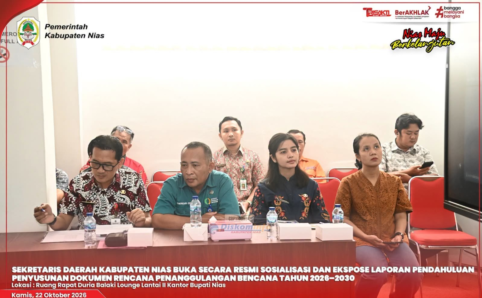 SEKRETARIS DAERAH KABUPATEN NIAS BUKA SECARA RESMI SOSIALISASI DAN EKSPOSE LAPORAN PENDAHULUAN PENYUSUNAN DOKUMEN RENCANA PENANGGULANGAN BENCANA TAHUN 2026–2030