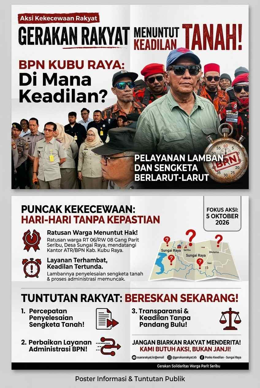 Ratusan Warga Parit Seribu dan Ormas PP datangi Kantor ATR/BPN Kubu Raya, Tuntut Kepastian Sertifikat Tanah